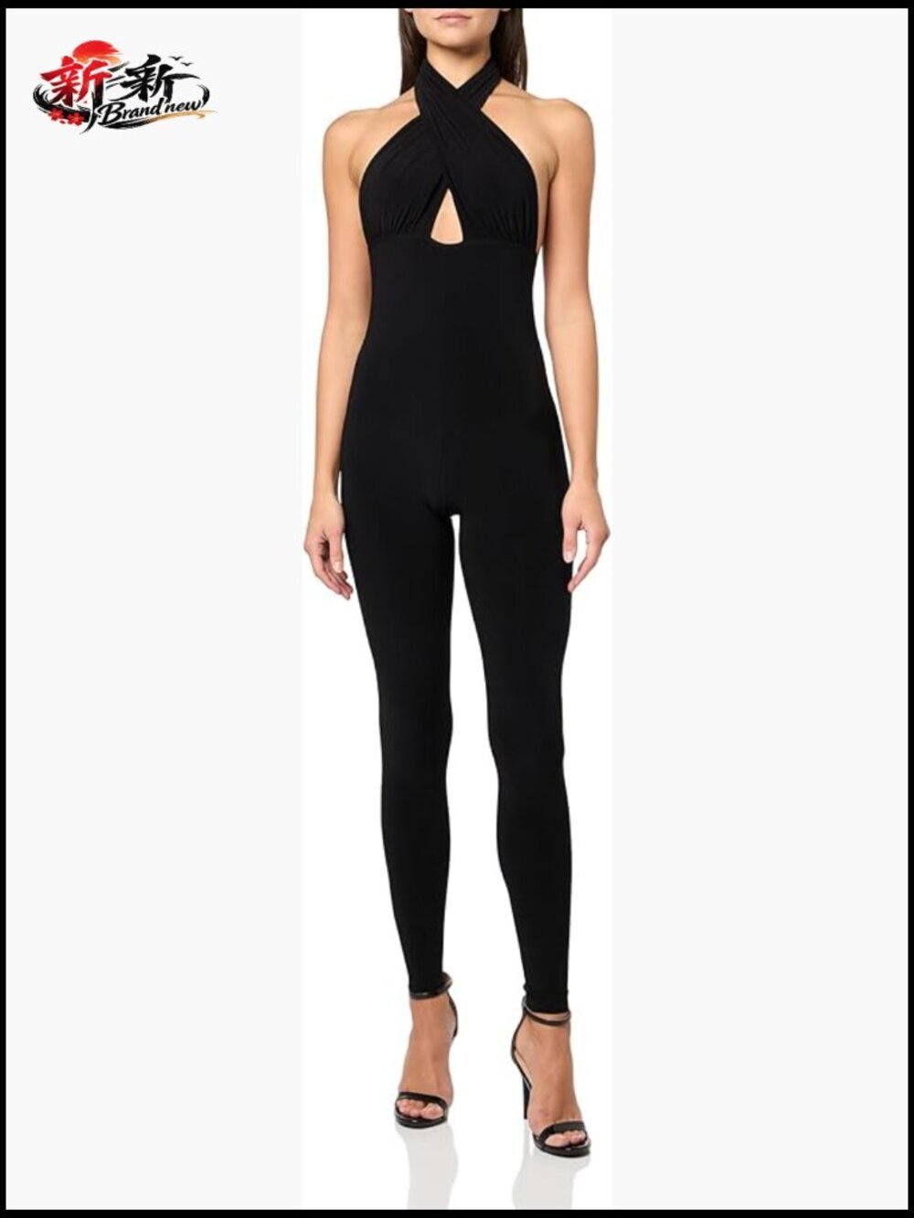 Cross Halter Catsuit, 4-way stretch Poly Lycra, Sleeveless Jumpsuit